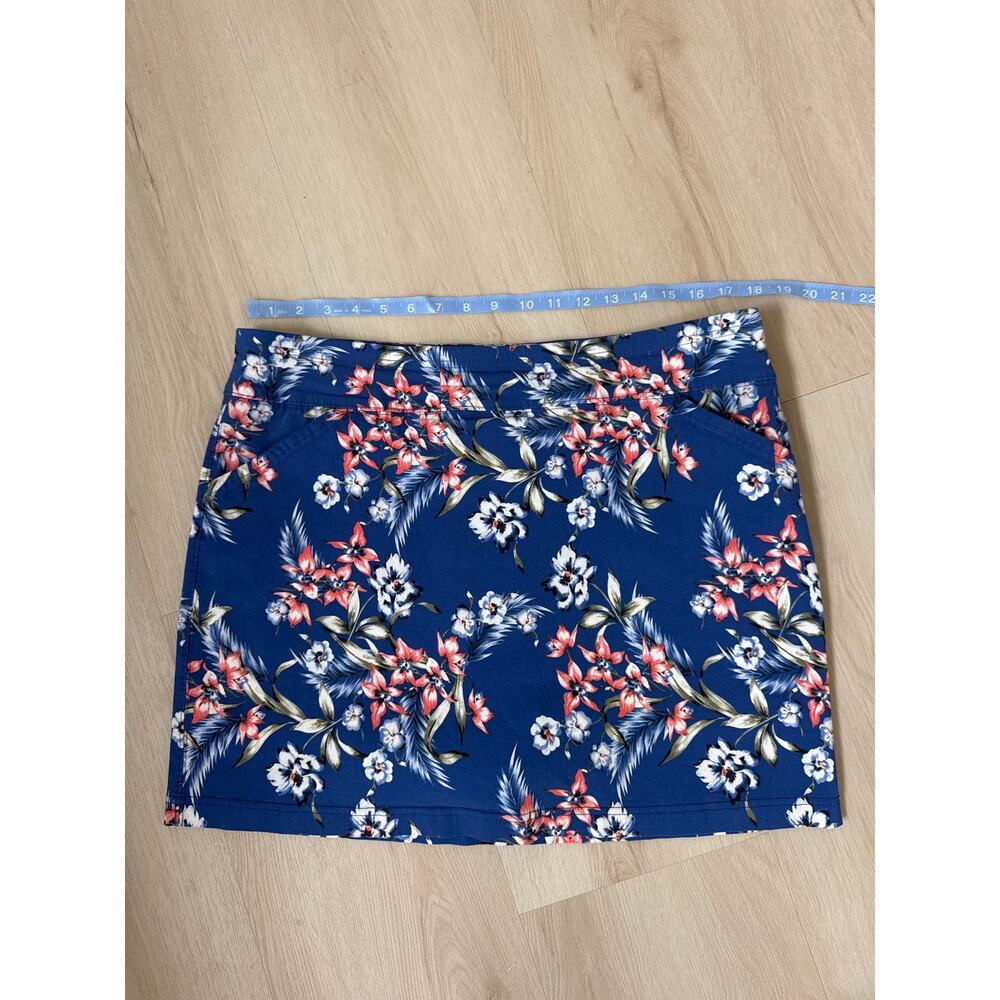 Mario Serrani Italy, Floral Comfort Stretch Skort, Blue Tropical Print, XL